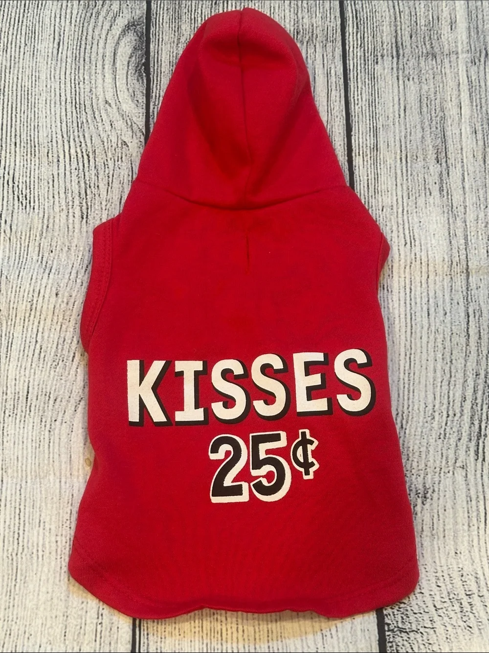 Party Dog Sz Small Red 'KISSES 25¢' Dog Hoodie - Playful Pullover for Pets
